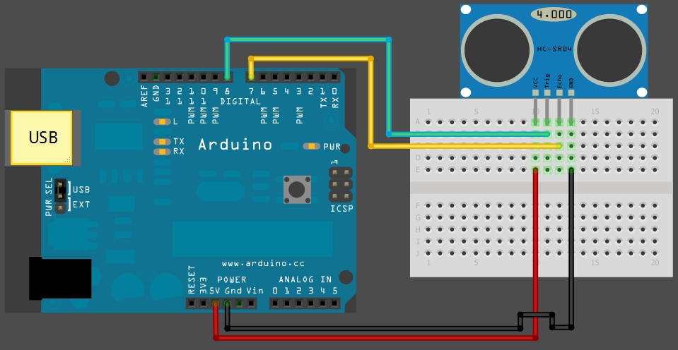 Image decipting the Arduino connections